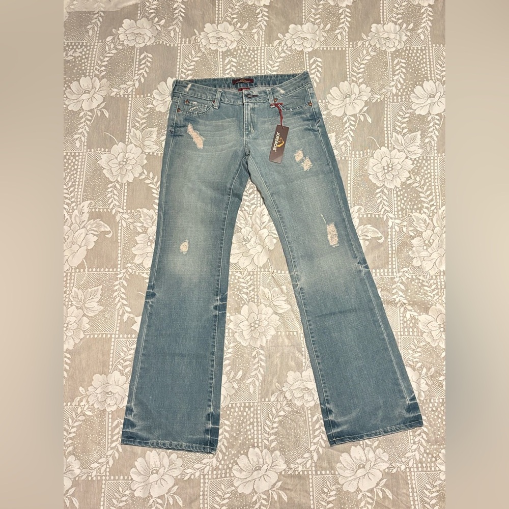 Jordache Y2K Distressed Light Blue Boot Cut Jeans